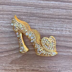 Kirks Folly Vintage Glass Slipper Brooch